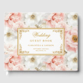 waterverf Lichtroze Bloemen Gouden bruiloft Gastenboek (Voorkant)