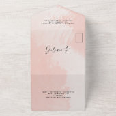 Waterverf lichtroze en witte, stijlvolle bruiloft all in one uitnodiging (Buitenkant)