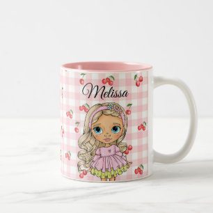 Waterverf Lief Meisje Elke Naam Twee-Tons Tweekleurige Koffiemok