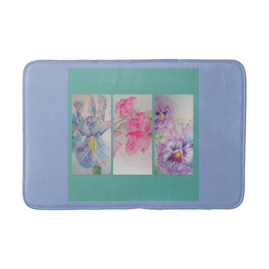 Waterverf Liefde bloemen Turquoise Blue Bath Mat (Voorkant)