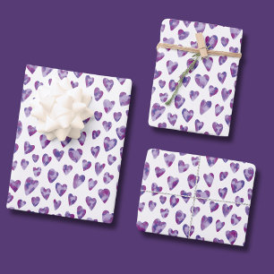 Waterverf Liefde Hart Paars patroon Inpakpapier Vel