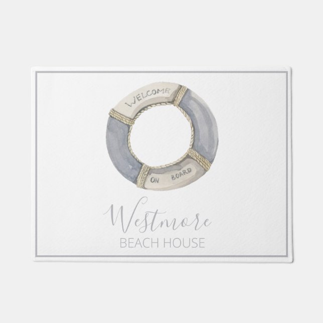 Waterverf Life Preserver Beach House Deurmat (Voorkant)
