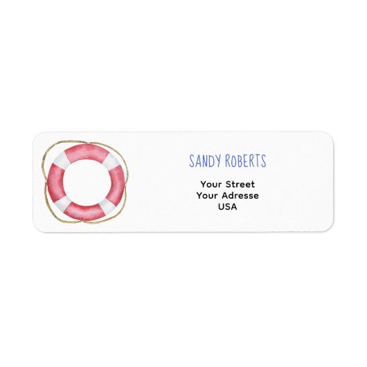 Waterverf Lifebuoy - Retouradreslabel Etiket (Voorkant)