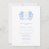 Waterverf Light Blue Monogram Boy Baby shower Kaart (Voorkant)