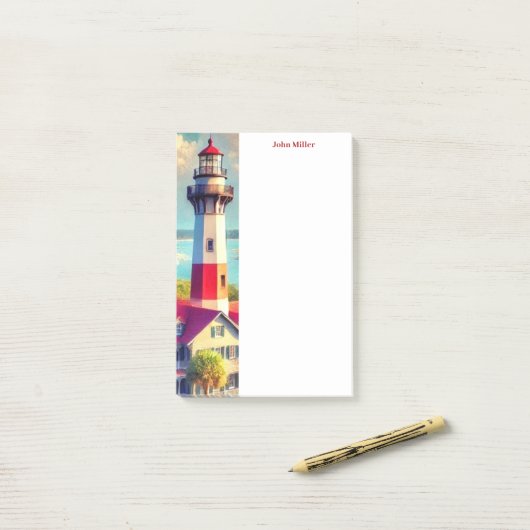 Waterverf Lighthouse Post-It Notes (Op bureau)