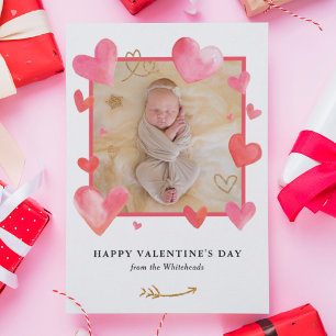 Waterverf Lijst Hart Foto Valentijns Feestdagenkaart
