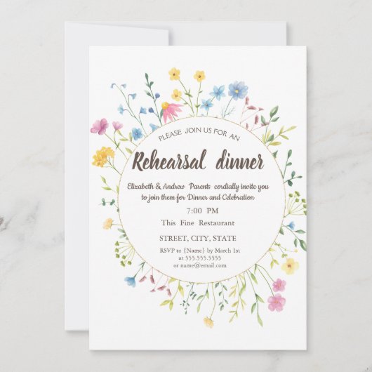 Waterverf Lijst Wildbloem Kaart (Voorkant)