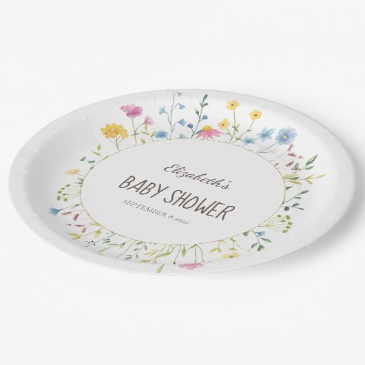 Waterverf Lijst Wildbloem Papieren Bordje (Gekanteld)