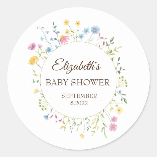 Waterverf Lijst Wildbloem Ronde Sticker (Voorkant)