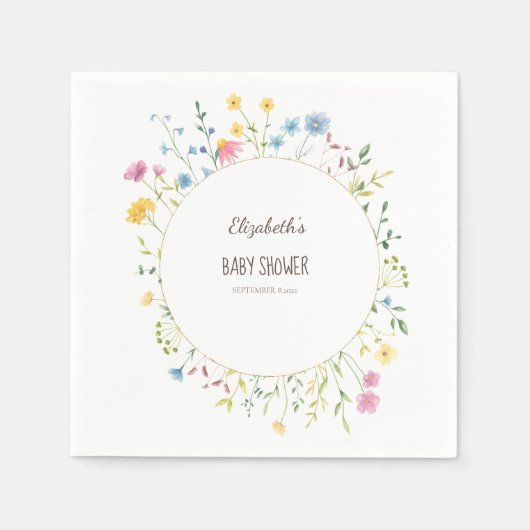 Waterverf Lijst Wildbloem Servet (Voorkant)