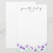 Waterverf Lila bloemen Aangepast Briefpapier (Voorkant / Achterkant)