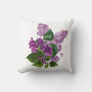 Waterverf Lila bloemen in Paarse Mauve Floral Kussen
