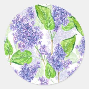 Waterverf lila bloemen ronde sticker