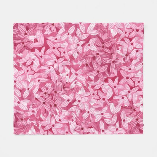 Waterverf lila bloemetjes: roze bloemachtergrond fleece deken (Voorkant (Horizontaal))