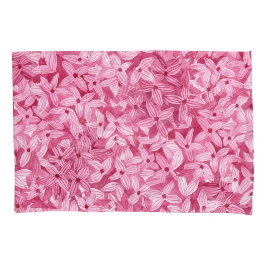 Waterverf lila bloemetjes: roze bloemachtergrond kussensloop (Voorkant)