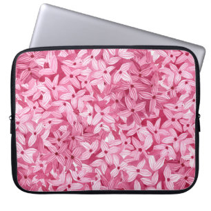 Waterverf lila bloemetjes: roze bloemachtergrond laptop sleeve