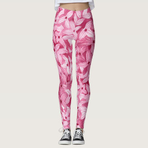 Waterverf lila bloemetjes: roze bloemachtergrond leggings