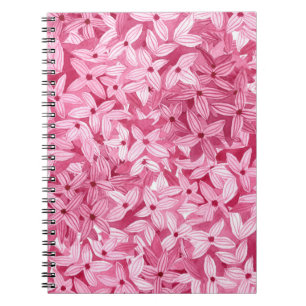 Waterverf lila bloemetjes: roze bloemachtergrond notitieboek