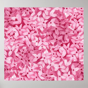 Waterverf lila bloemetjes: roze bloemachtergrond poster
