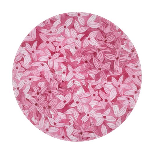 Waterverf lila bloemetjes: roze bloemachtergrond snijplank (Voorkant)
