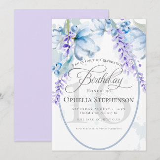 Waterverf Lila-Dusty Blue Milestone Birthday Kaart