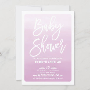 Waterverf Lila Ombre Calligrafie Baby shower Kaart
