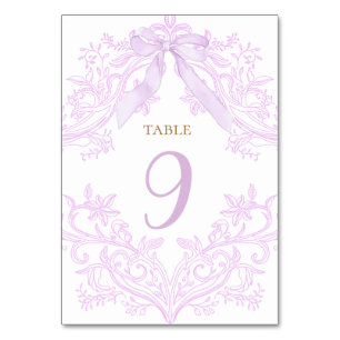 waterverf lila paarse elegante tafel nummer kaart