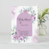 Waterverf Lila Rozen Polka Dots RSVP Kaart (Staand voorkant)