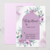 Waterverf Lila Rozen Polka Dots RSVP Kaart (Voorkant / Achterkant)
