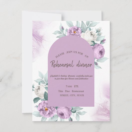 Waterverf Lila Rozen Stippen Kaart (Voorkant)