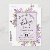 Waterverf Lilacs Bruiloft Save the Date Lavendel Aankondigingskaart (Voorkant / Achterkant)