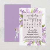 Waterverf Lilacs & Calendar Lavender Boho Wedding Save The Date (Voorkant / Achterkant)