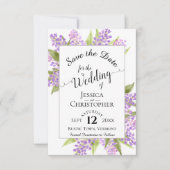 Waterverf Lilacs & Calligraphy Simple Wedding Save The Date (Voorkant)