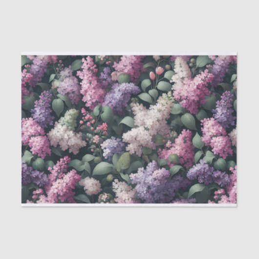 Waterverf Lilacs en groen Patroon Decoupage Tissuepapier (Voorkant)