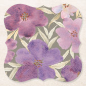 Waterverf Lila's in groene achtergrond Kartonnen Onderzetters (Voorkant)