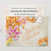 Waterverf Lilies Custom Birthday Invite Kaart (Voorkant / Achterkant)