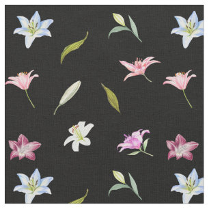 Waterverf Lily Flowers Botanical Stof