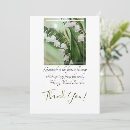 Waterverf Lily van de Valley Bedankkaart (Staand voorkant)