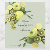 Waterverf Limoen en Kiwis-weddenschap Wijn Etiket (Enkel label)