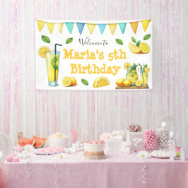 Waterverf limonade kinderen verjaardagsfeestje spandoek