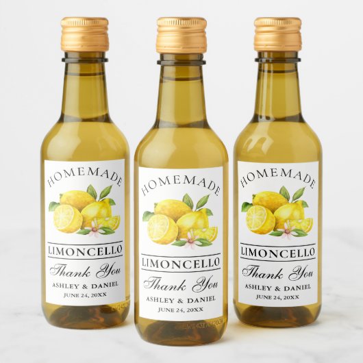 Waterverf Limoncello Bedankt Mini Bottle Labels Wijn Etiket (Flessen)