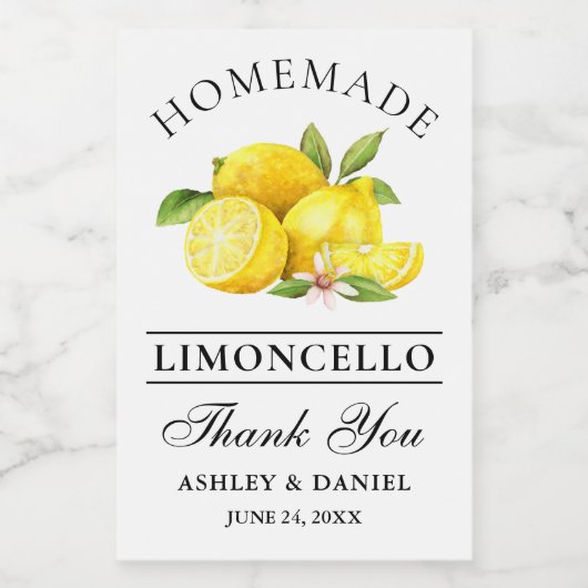Waterverf Limoncello Bedankt Mini Bottle Labels Wijn Etiket (Enkel label)