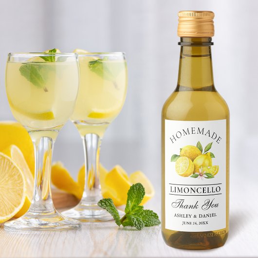 Waterverf Limoncello Bedankt Mini Bottle Labels Wijn Etiket