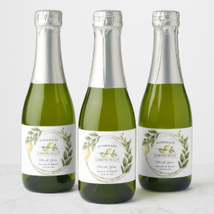 Waterverf Limoncello Bloemenlikeur Custom Sparkling Wijnetiket