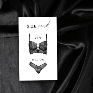 Waterverf lingerie douche maat kaart Zwart kant