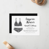 Waterverf Lingerie Shower Vrijgezellenfeest Uitnod Notitiekaartje (Voorkant / Achterkant in situ)