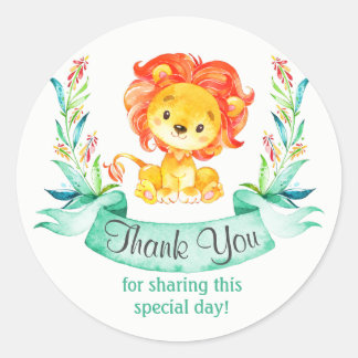 Waterverf Lion Hartelijk dank Ronde Sticker