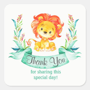 Waterverf Lion Hartelijk dank Vierkante Sticker
