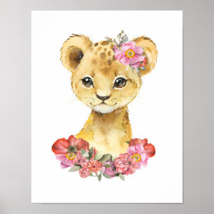 Waterverf Lion, Safari Nursery Decor, Kinder kunst Poster