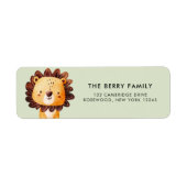 Waterverf Lion Safari Return Address Label (Voorkant)